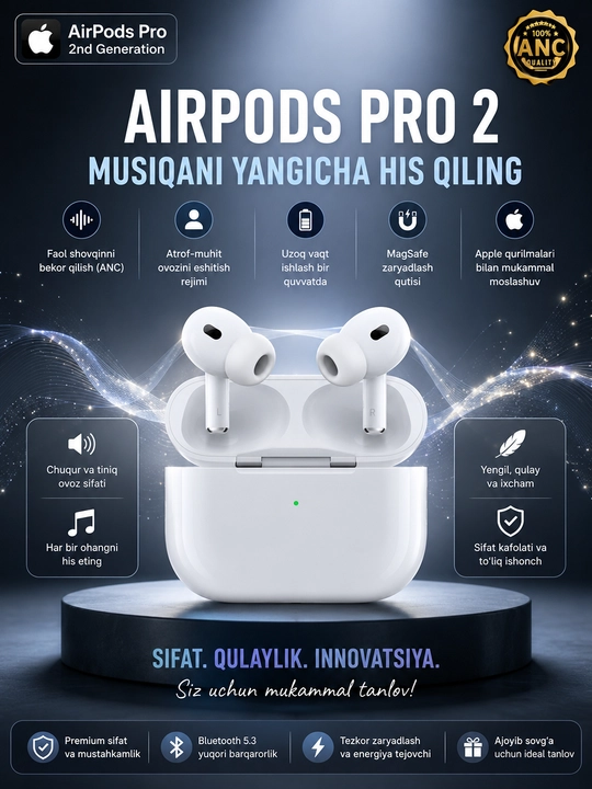 Simsiz quloqchinlar Pods Pro, sensorli, iPhone va Android uchun