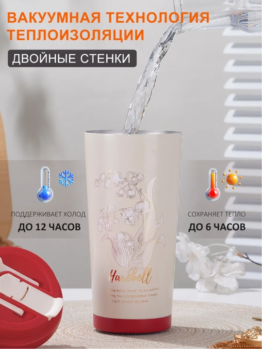 Термос для кофе и чая, термокружка, подарочная, нержавеющая сталь 316, с носиком, 500 мл