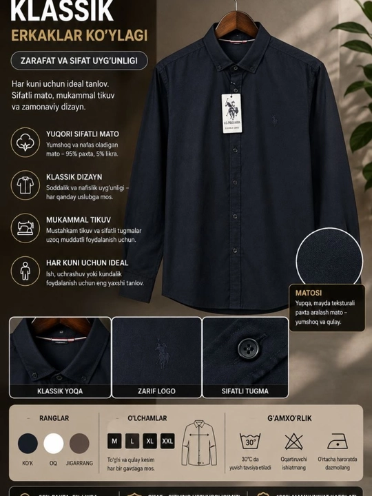 Erkaklar uchun Lion Classic Linen Casual zig‘ir tolali ko‘ylagi, M-XXL