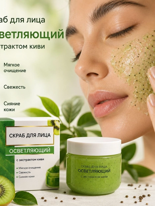 Осветляющий скраб для лица, с экстрактом киви