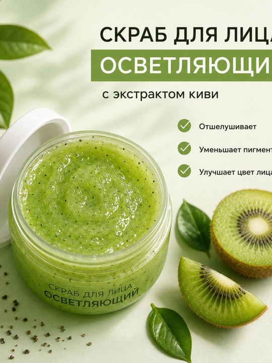 Осветляющий скраб для лица, с экстрактом киви