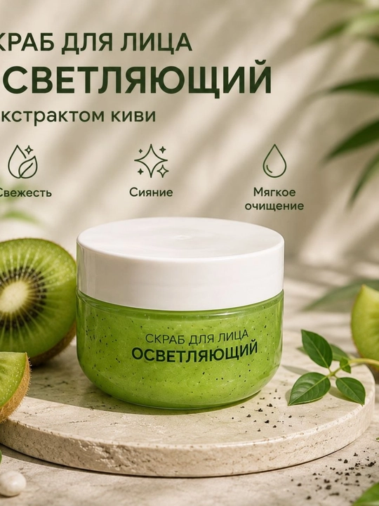 Осветляющий скраб для лица, с экстрактом киви