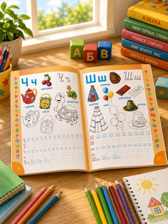 Русский язык, изучаем алфавит, раскрашиваем картинки