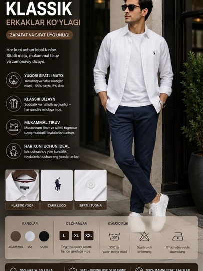 Erkaklar uchun Lion Classic Linen Casual zig‘ir tolali ko‘ylagi, M-XXL
