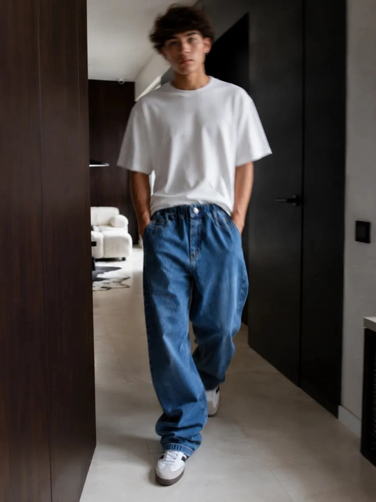 Джинсы багги y2k  для мальчика подростка, BAGGY широкие подростковые джинсы, рост 140–182 - 