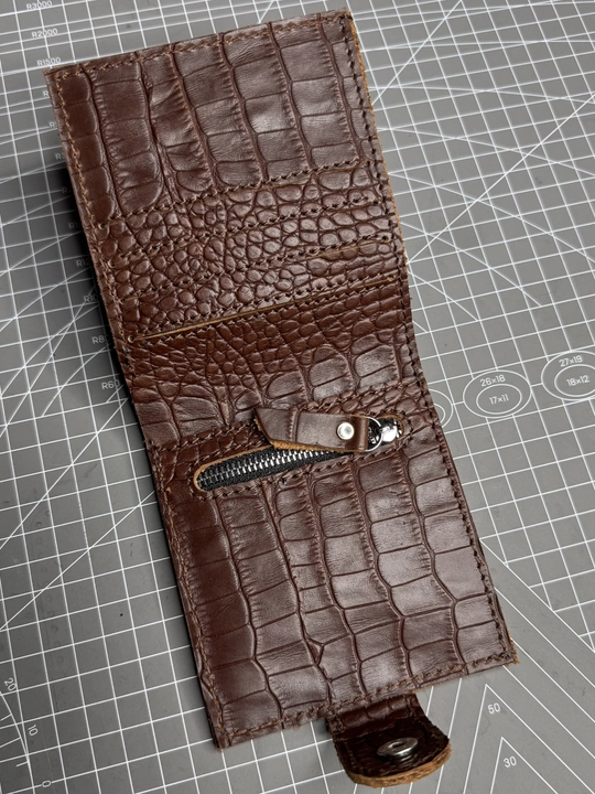 Koshelok hamyon kardholder karta va naqt pul uchun, tabiiy charm Black Gator, ixcham