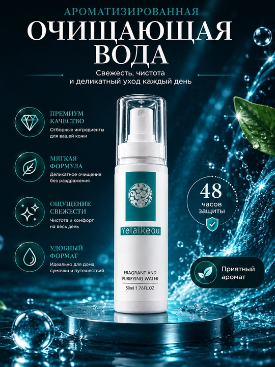 Yelaikeou dezodorant-sprey, 48 soat himoya, yoqimli hid va tetiklik, 50 ml