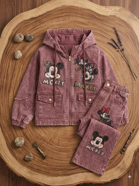 Комплект для девочек 7–12 лет, Mickey, куртка с капюшоном и брюки, стильная, детская
