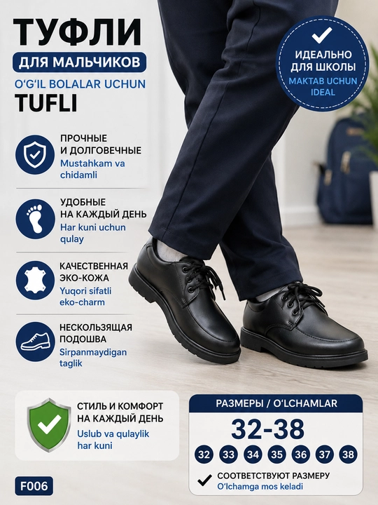 Maktab poyabzali, erkaklar loferlari, erkaklar mokasinlari, tabiiy charm - 
