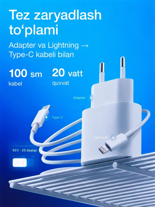 Зарядное устройство 20W для iPhone, зарядка для iPhone и AirPods - 