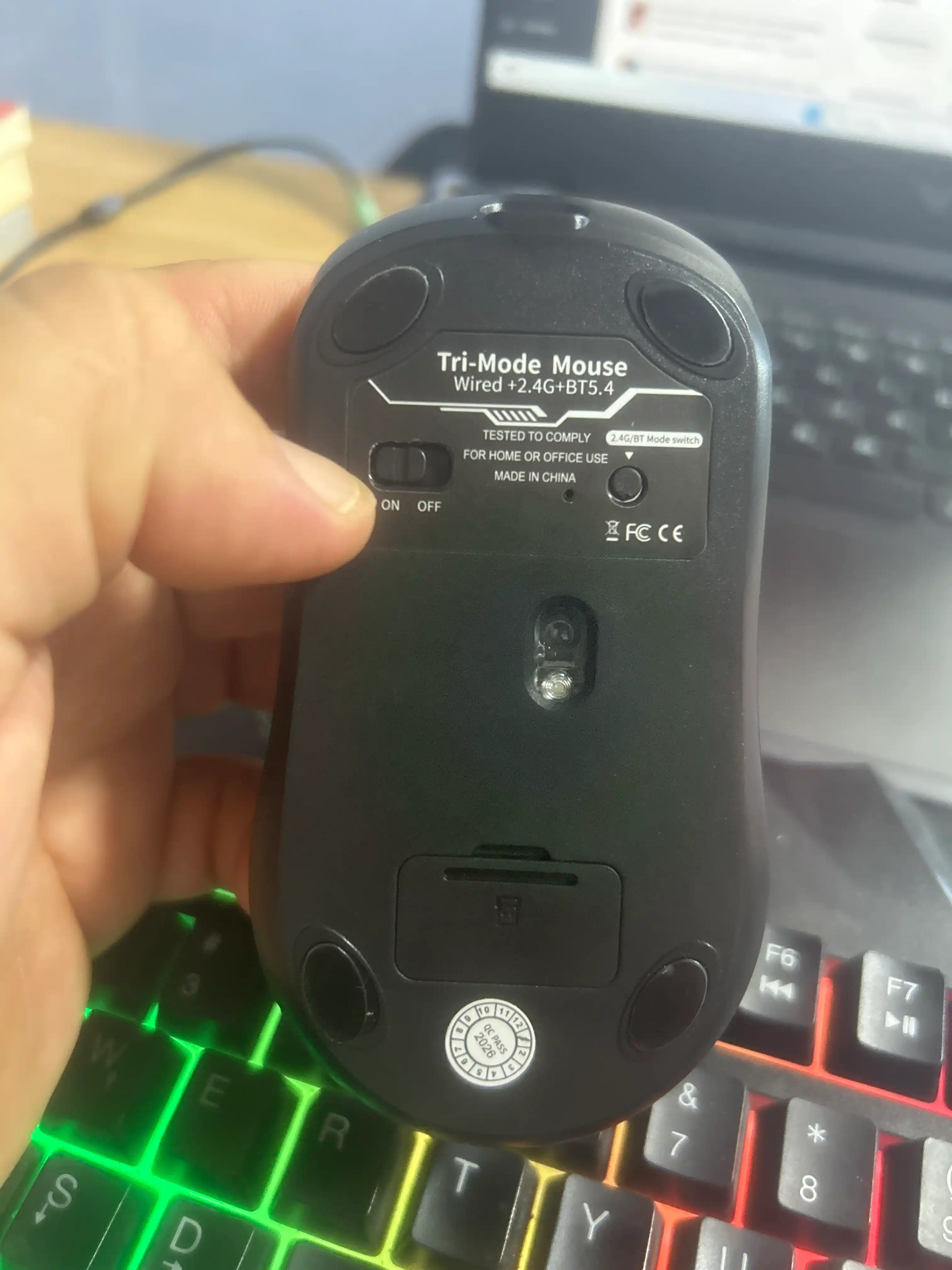 Simsiz Sichqoncha PRO 8000 DPI Bluetooth + 2.4GHz + Type-C