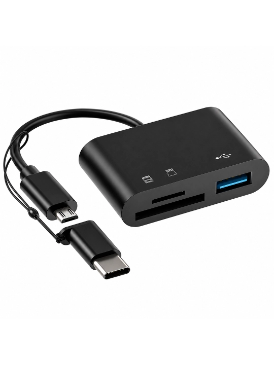 Картридер для SD и TF карт памяти, USB, Type-C, Micro USB