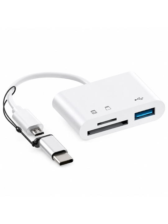 Картридер для SD и TF карт памяти, USB, Type-C, Micro USB
