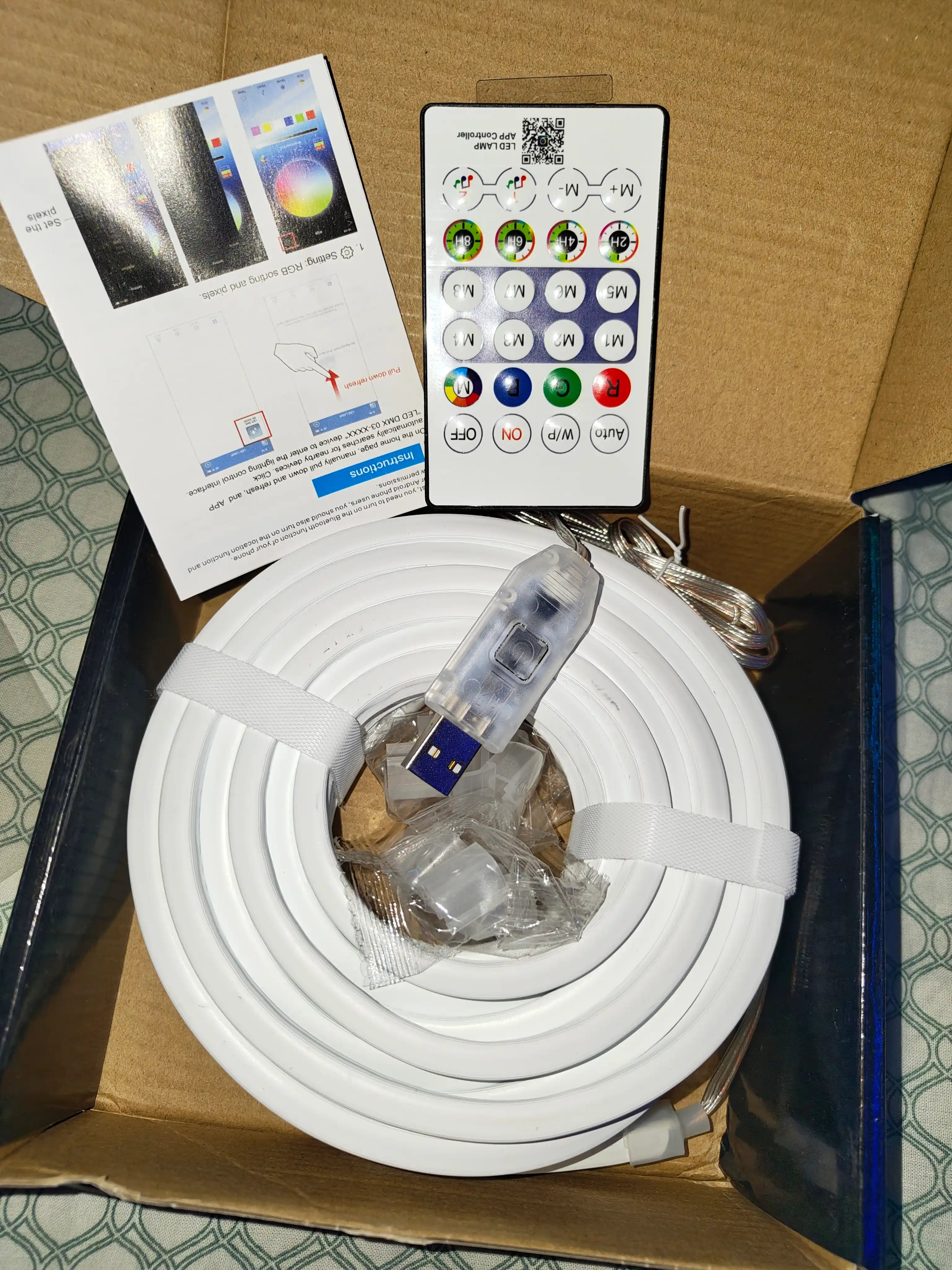 LED, lenta, Smart, RGB IC Neon 5m USB, TESS, pult va ilova bilan LED подсветка