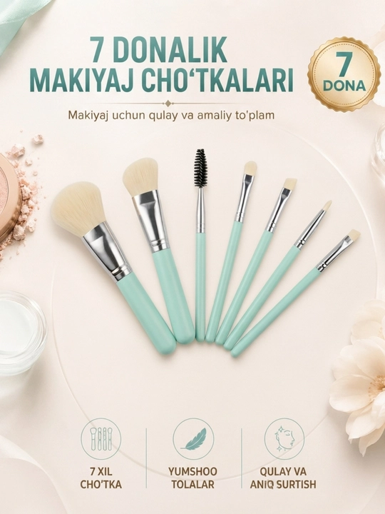 Makiyaj uchun mo‘yqalamlar 8 ta professional kistichka makeup brush set kosmetk cho‘tkalar - 