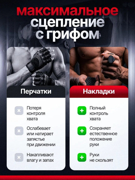 Спортивные накладки грип-пэды на ладони для защиты рук при тренировках