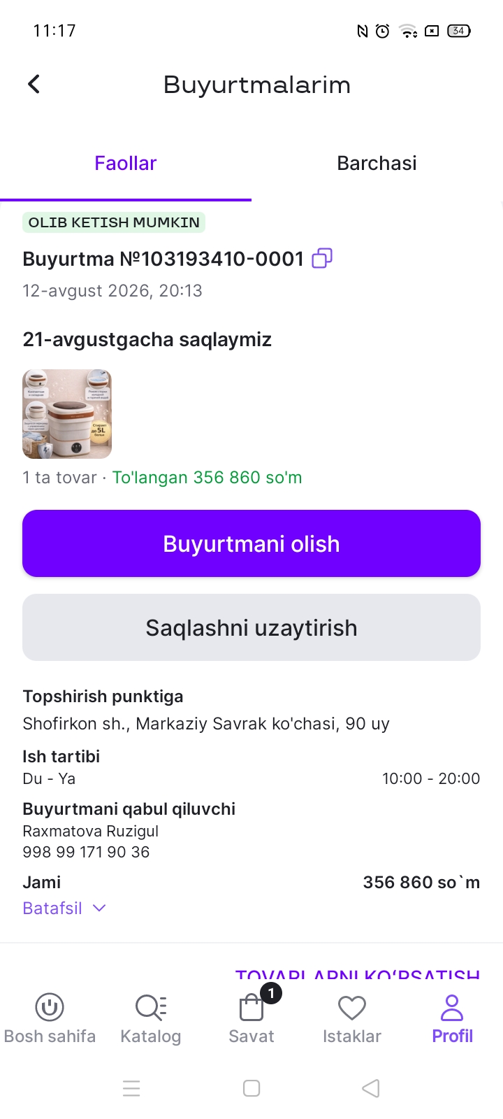 Kirmashina kiyimlarni yuvish uchun yig'iladigan kir mashina, 5L