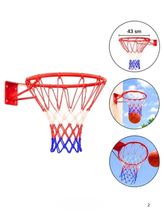 Basketbol Shit Devorga o'rnatiladigan basketbol halqasi, 43 sm, metall, rangli setka - 