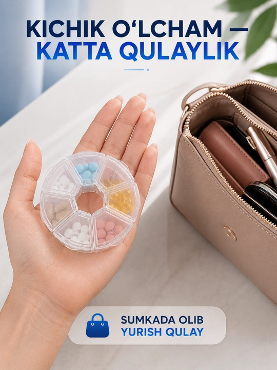 Органайзер для таблеток и витаминов на 7 дней, таблетница с 7 отделениями