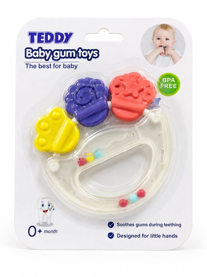 Погремушка-прорезыватель TEDDY для малышей, массажёр для дёсен, BPA Free, 0+