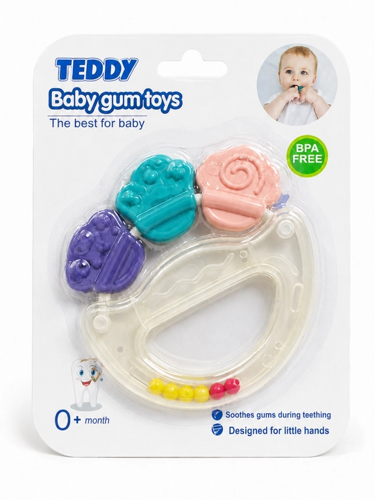 Погремушка-прорезыватель TEDDY для малышей, массажёр для дёсен, BPA Free, 0+