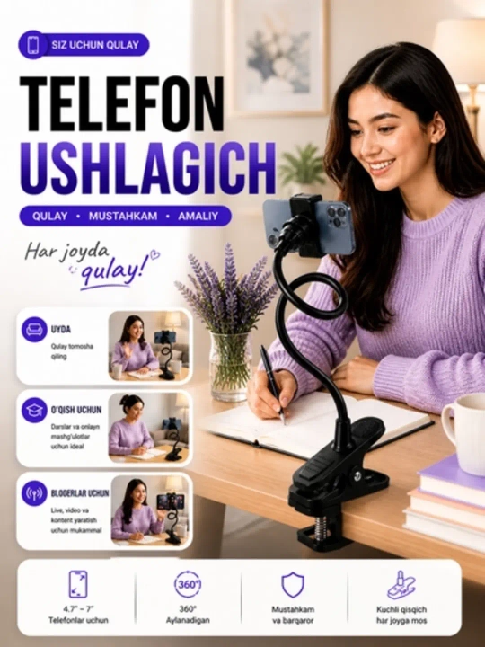 MEBEL HOLDER - telefon uchun egiluvchan uzunlikdagi tutqich, 50 sm