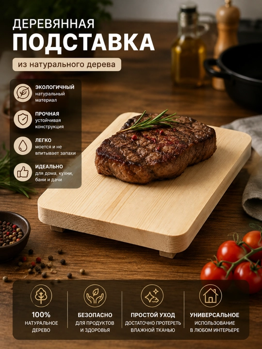 Tabiiy yog'och dumaloq kesish taxtasi oshxona uchun mustahkam va qulay