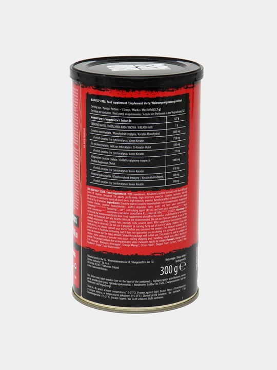 Kreatin monogidrat BAD ASS, ta'mlik, 300 g, 52 porsiya