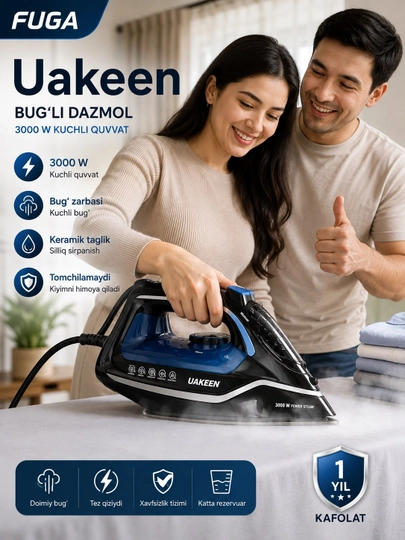UAKEEN GERMANY bugli dazmol, 3000 Vt, nano-keramik taglik