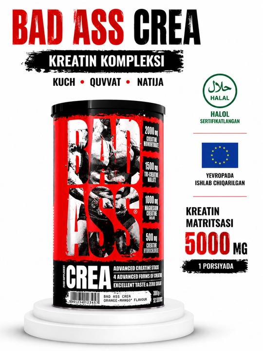 Kreatin monogidrat BAD ASS, ta'mlik, 300 g, 52 porsiya - 