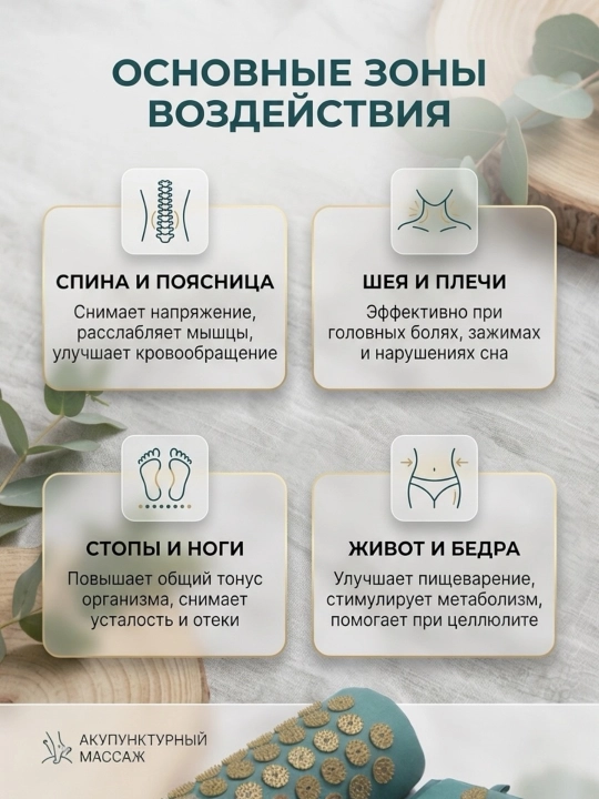 Массажный коврик для тела и ног, аппликатор Кузнецова, игольчатый массажер