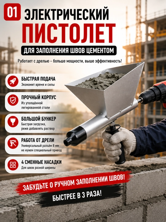 Пистолет для заделки и заполнения швов окон и дверей - 
