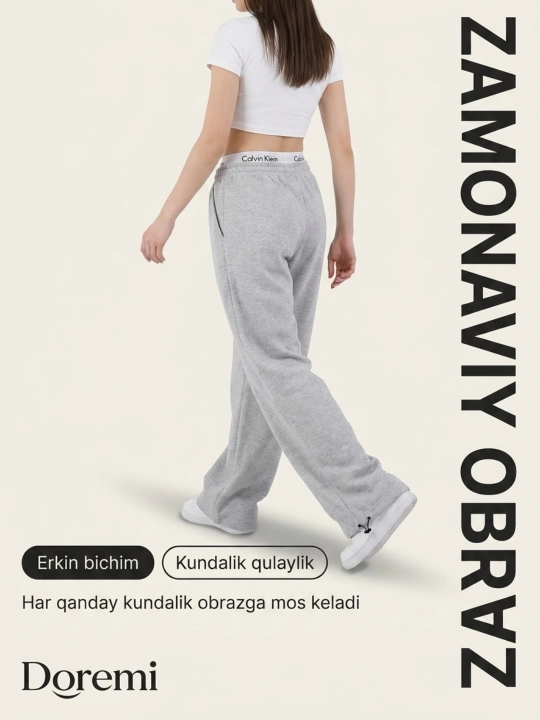 Ayol va qizlar uchun keng oversize jogger shim, sport shimlari, yengil, 46–52 o'lcham