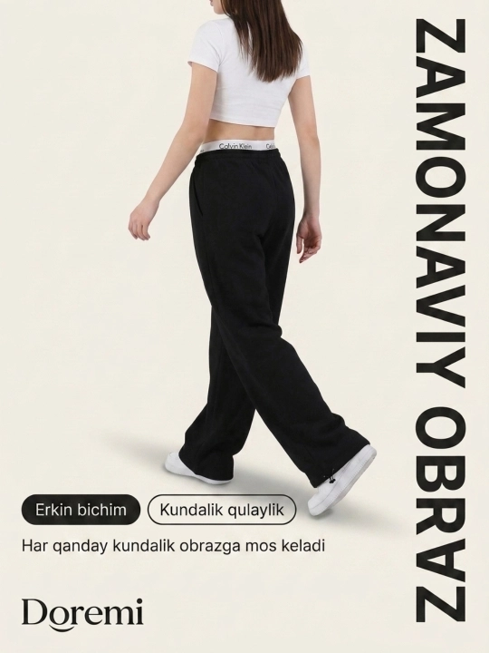 Ayol va qizlar uchun keng oversize jogger shim, sport shimlari, yengil, 46–52 o'lcham