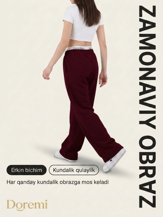 Ayol va qizlar uchun keng oversize jogger shim, sport shimlari, yengil, 46–52 o'lcham