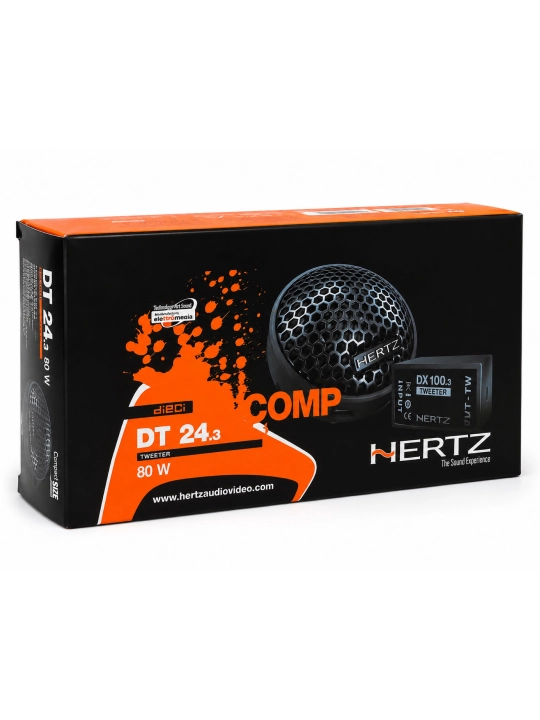 Avtotviter Hertz DT 24.3 25 mm (1 dyuym) komponent avtomobil akustikasi, 80W - 