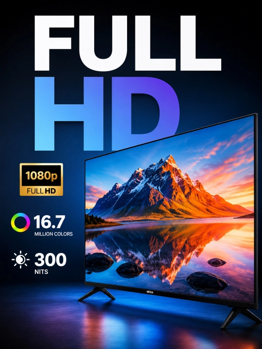 Телевизор MEIGA 43" Smart Android TV — IPS Full HD Wi-Fi YouTube Защита экрана