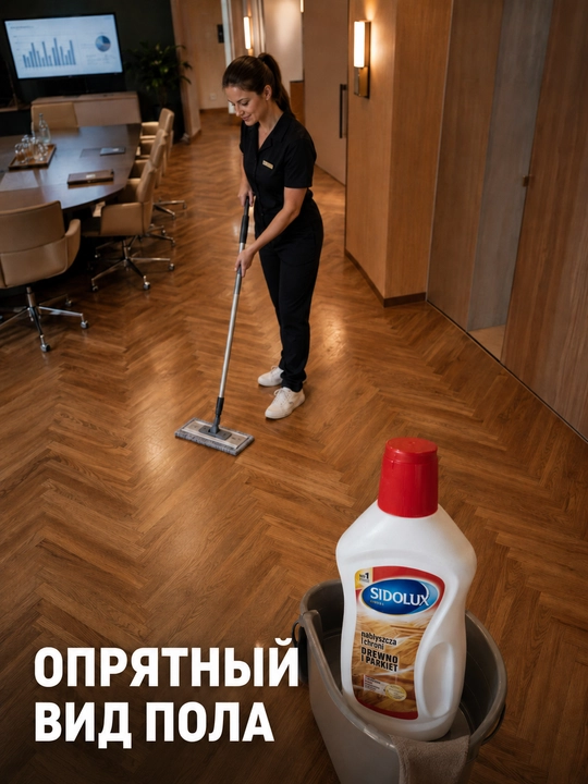 SIDOLUX parket va yog‘och pol uchun parvarish, yaltiroq va himoya, 500 ml
