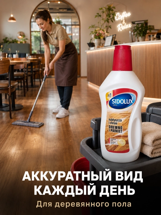 SIDOLUX parket va yog‘och pol uchun parvarish, yaltiroq va himoya, 500 ml