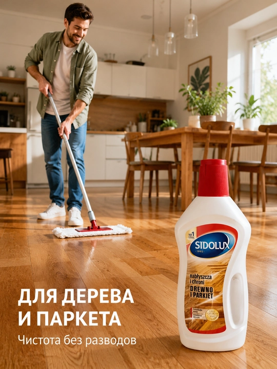 SIDOLUX parket va yog‘och pol uchun parvarish, yaltiroq va himoya, 500 ml