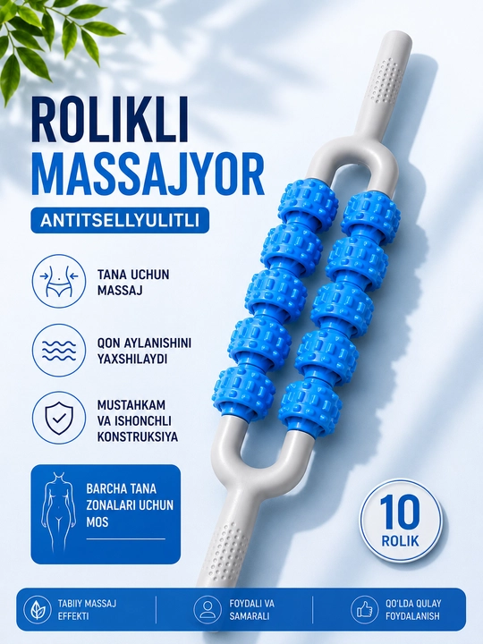 Yog‘och rolikli antitsellyulit massajer Skalka – butun tana uchun