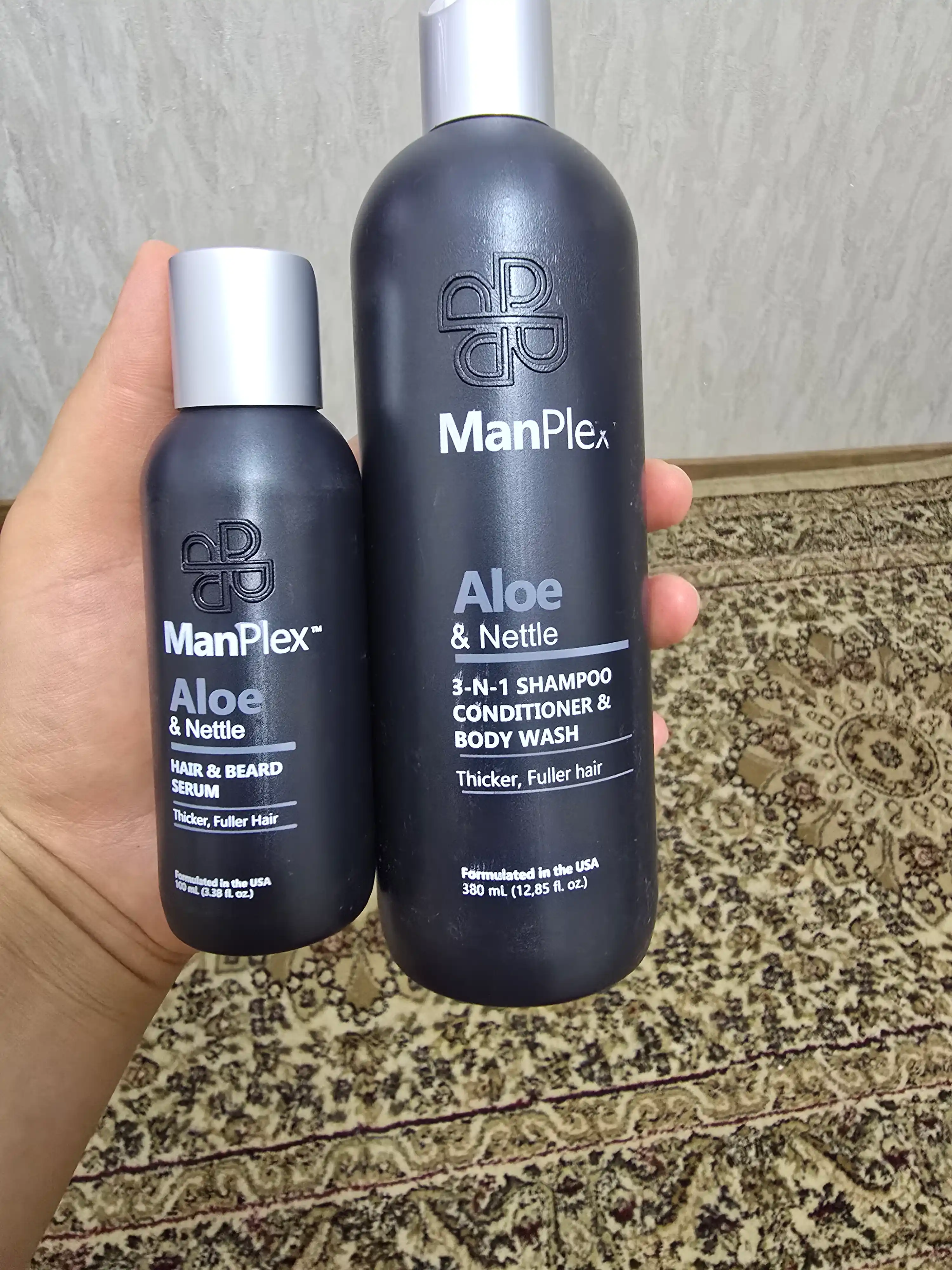 Erkaklar uchun yuvilmaydigan soch va soqol zardobi ManPlex Aloe & Nettle, 100 ml
