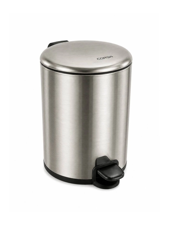 Premium sanuzel va hammom uchun nikel rangli, 5 L, pedalli chiqindi idishi