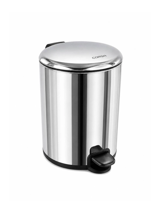 Premium sanuzel va hammom uchun nikel rangli, 5 L, pedalli chiqindi idishi