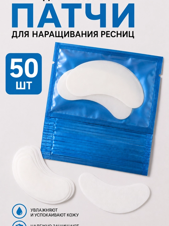 Патчи для наращивания и ламинирования ресниц, 50 пар - 