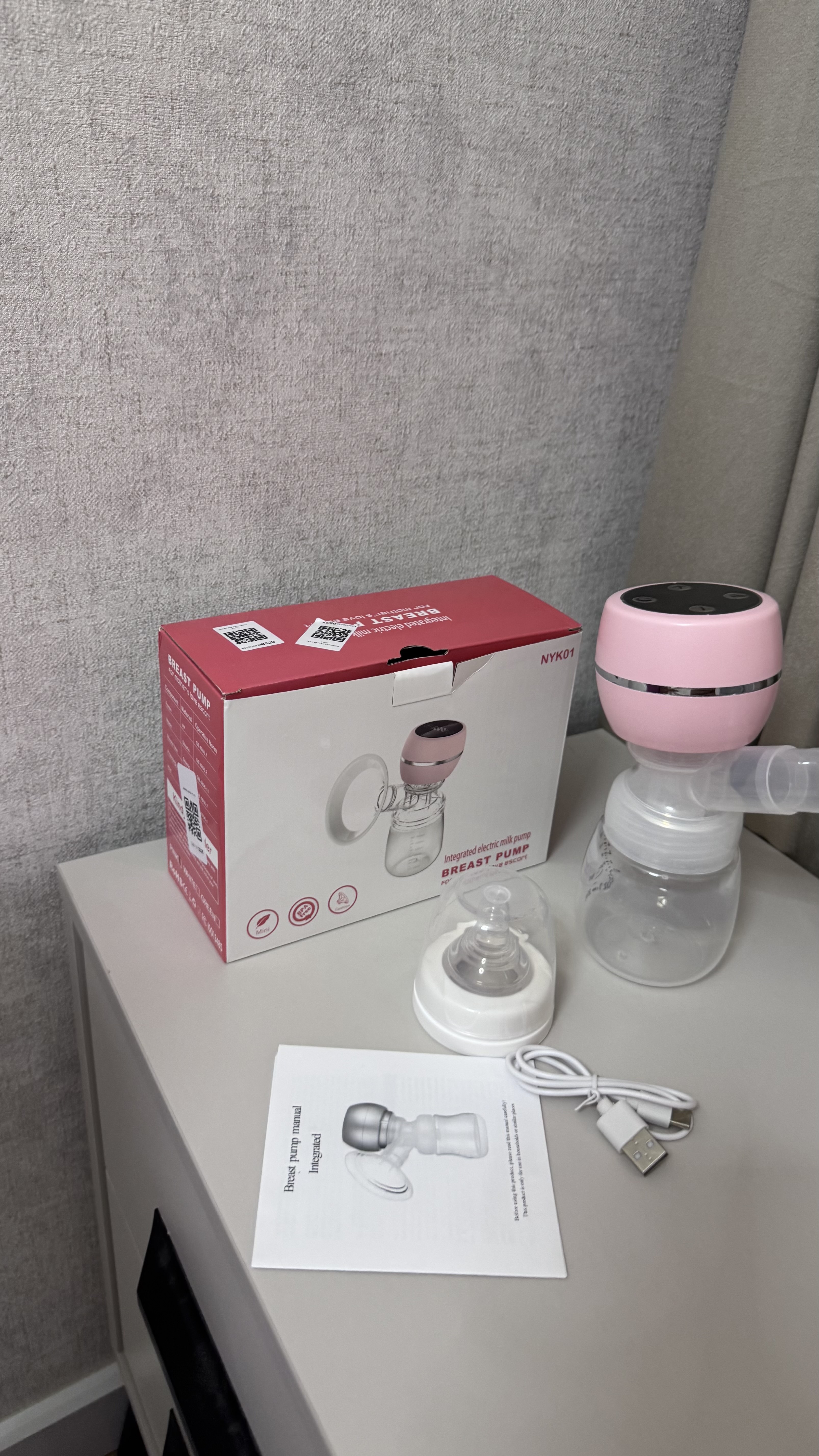 Simsiz elektr sut sog'gich, 3 rejim, 9 daraja, USB Type-C zaryadlash
