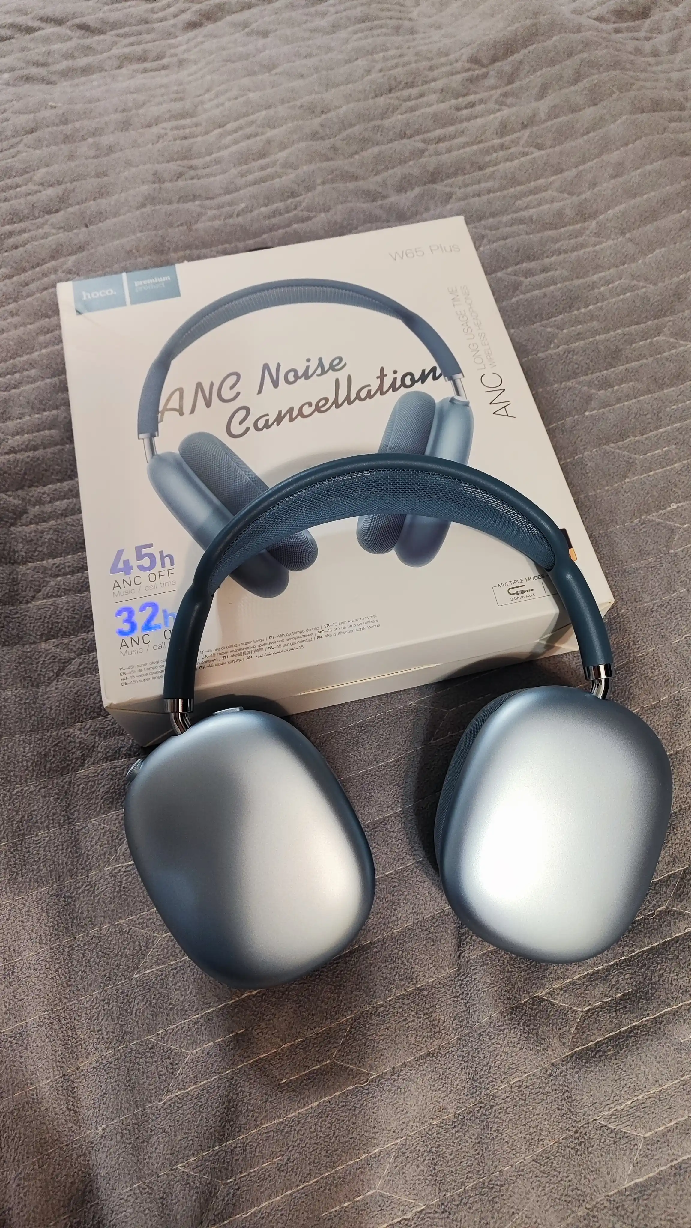 Наушники Hoco W65 Plus ANC беспроводные, Bluetooth 5.4, до 45 ч, ANC до 32 ч, 400 мАч, 2 ч