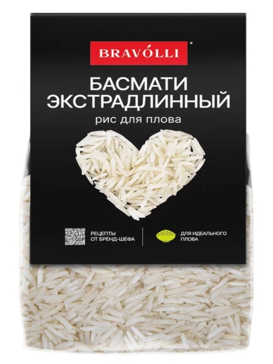 Басмати экстрадлинный рис для плова Bravolli 350г