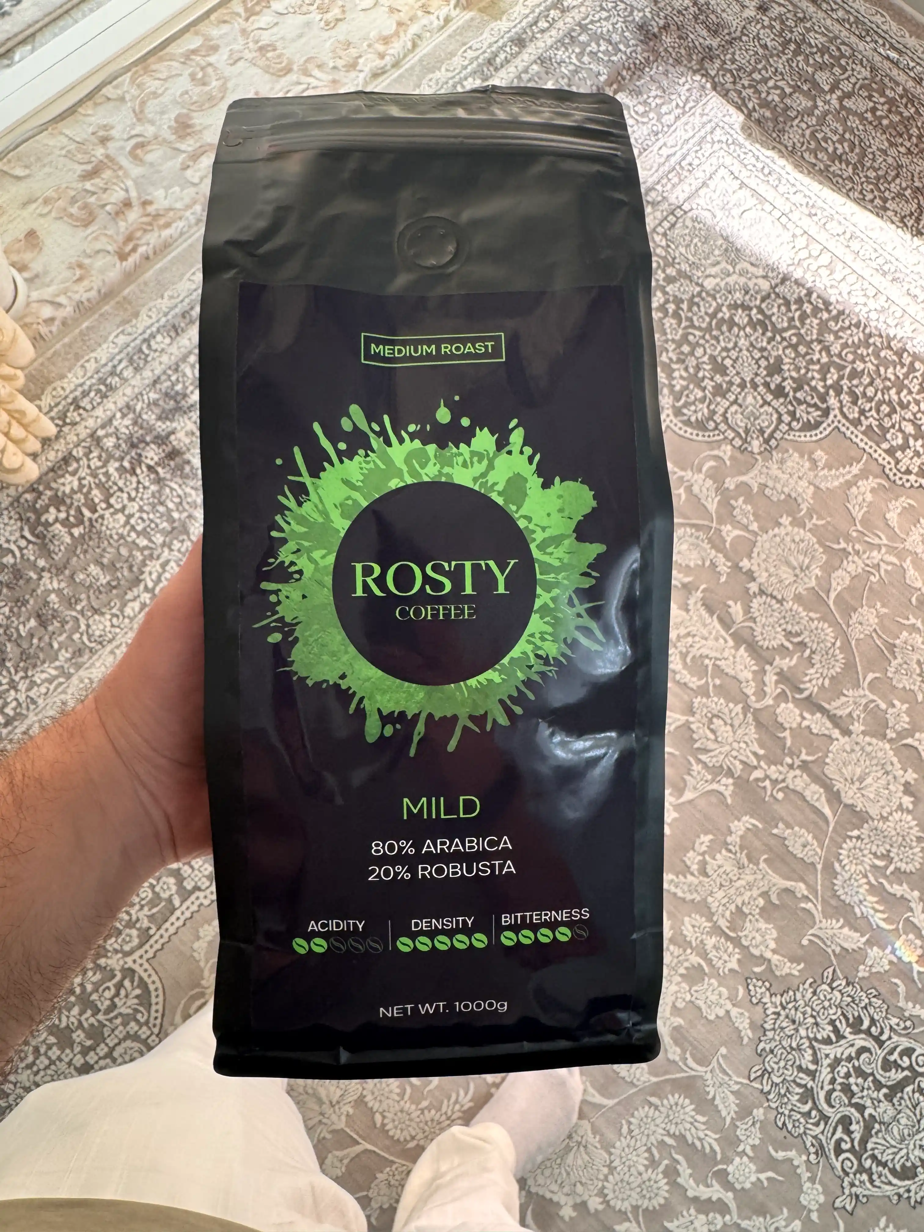 Кофе в зернах ROSTY Mild, 80% арабика 20% робуста, средняя обжарка, 1 кг