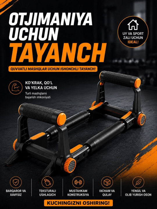 Otjimaniya uchun tayanch, push-up trenajor, buklanadigan sport tutqichlari 2 dona - 